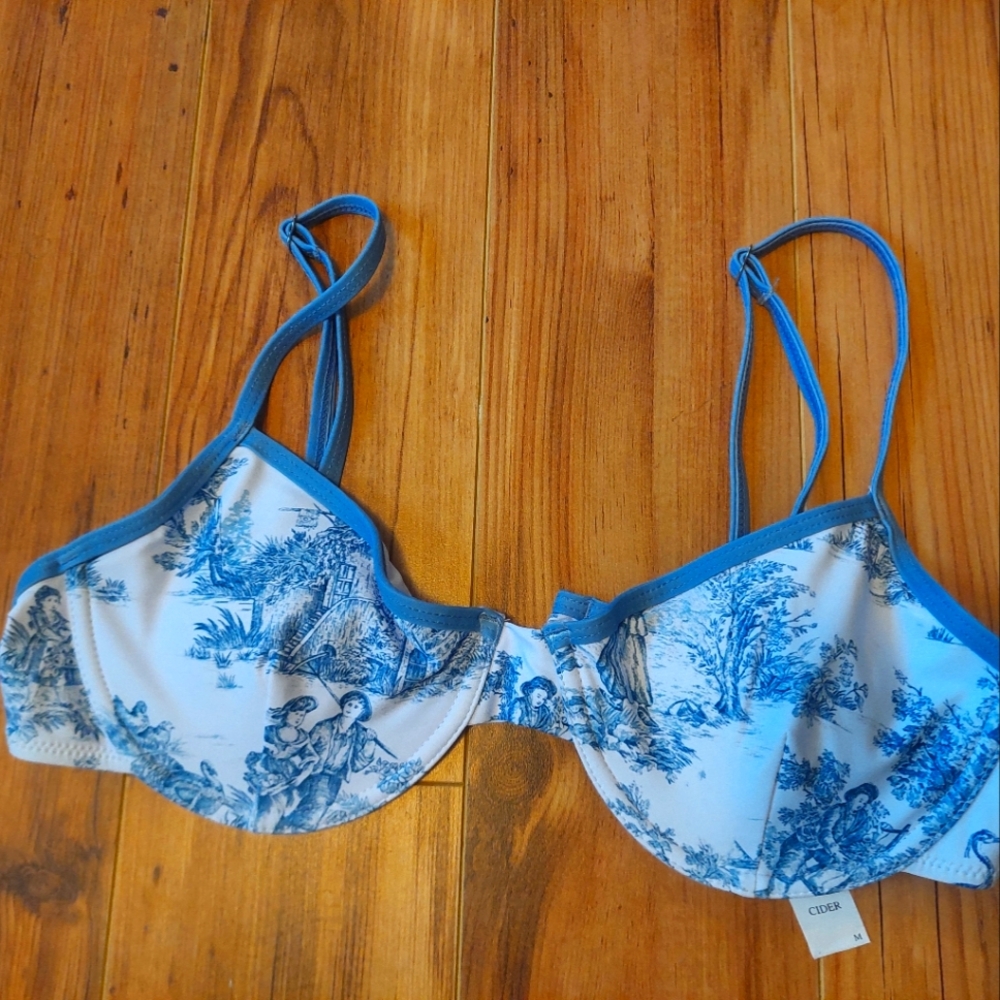 Cider Toile Print Swim Bra